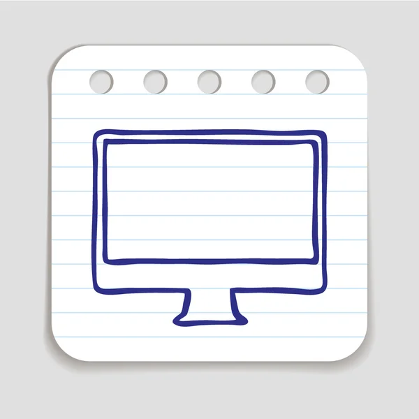 Icona del monitor del computer Doodle — Vettoriale Stock