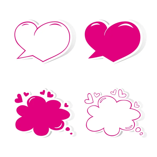 Heart shaped speech bubbles set. — Stock Vector