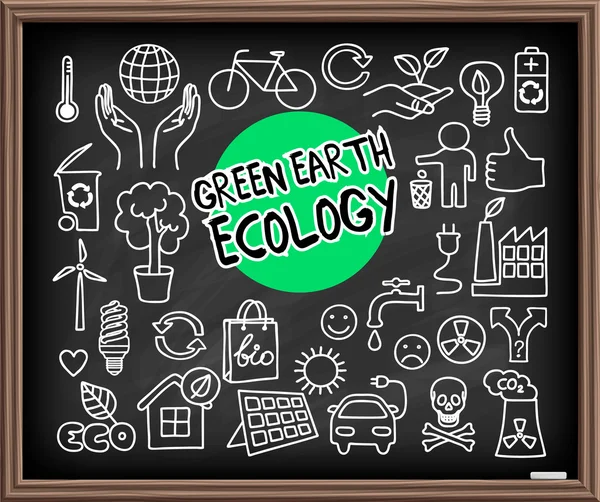Green Earth ecologia scarabocchio — Vettoriale Stock