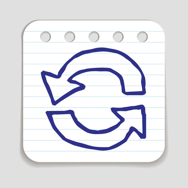 Doodle Reciclar Flechas icono . — Vector de stock