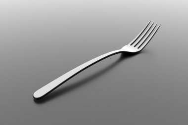 Gri arkaplanda gümüş çatal