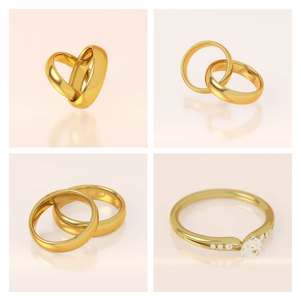 Set de anillos de boda oro — Foto de Stock