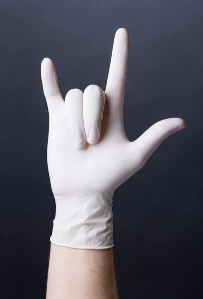 Mâle main dans le gant en latex — Photo