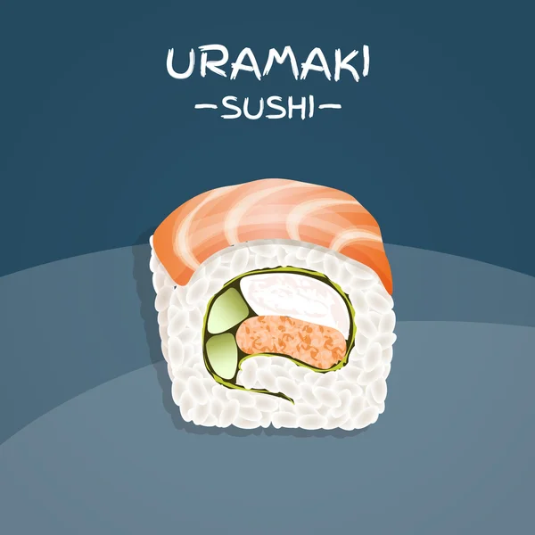 Uramaki Sushi Roll — Stock vektor