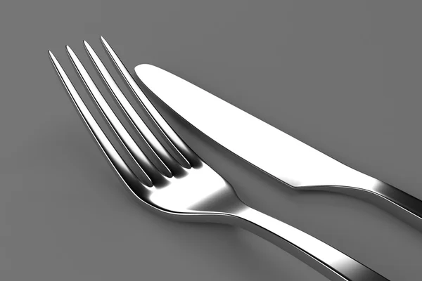Tenedor y cuchillo en gris — Foto de Stock