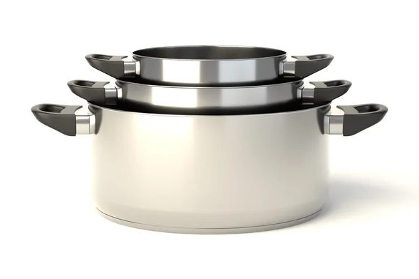 Stainless steel pots — Stock Photo, Image