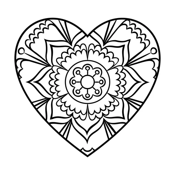 Doodle cuore Mandala — Vettoriale Stock