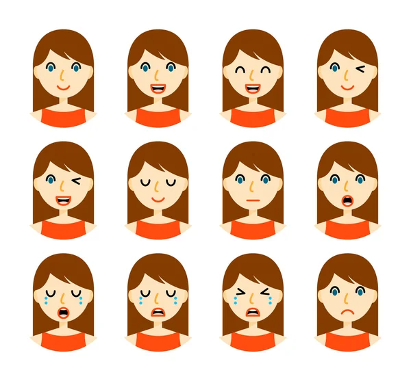Femmes expressions faciales — Image vectorielle