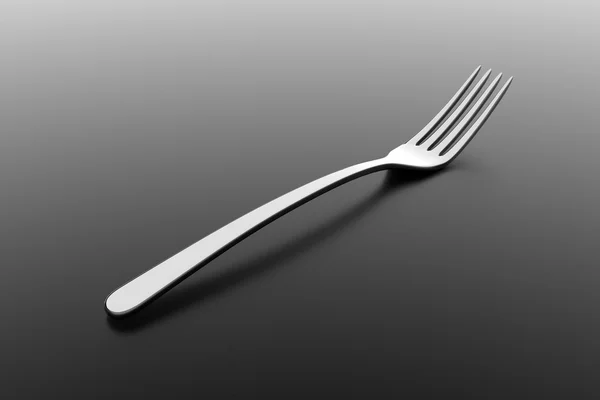 Zilveren vork op grijze achtergrond — Stockfoto