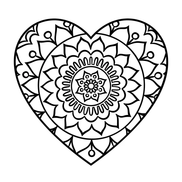 Doodle hart Mandala — Stockvector