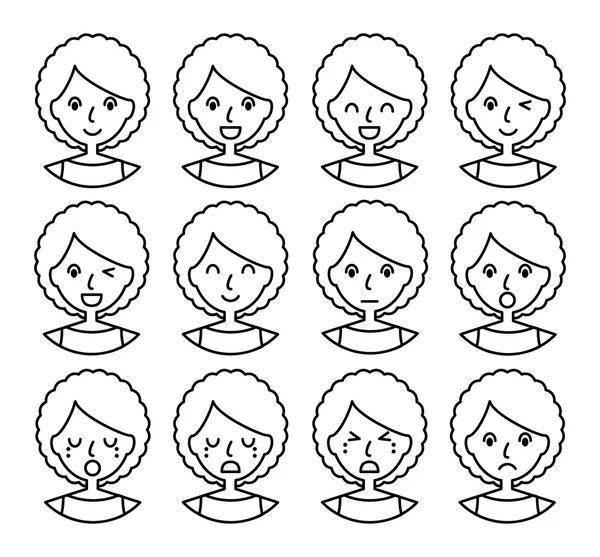 Expresiones faciales de mujer — Vector de stock