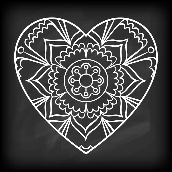 Doodle srdce Mandala — Stockový vektor