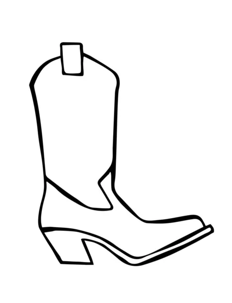 Ковбойские ботинки нарисованы в стиле линии — стоковый вектор
