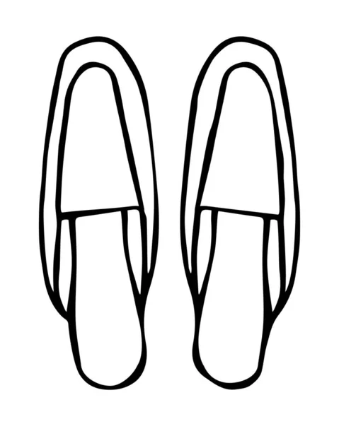 Doodle mulas o zapatillas de casa zapatos dibujados a mano en estilo de arte de línea — Archivo Imágenes Vectoriales