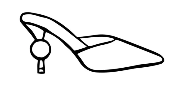 Doodle Summer pumps рука намальована в стилі лінійного мистецтва — стоковий вектор