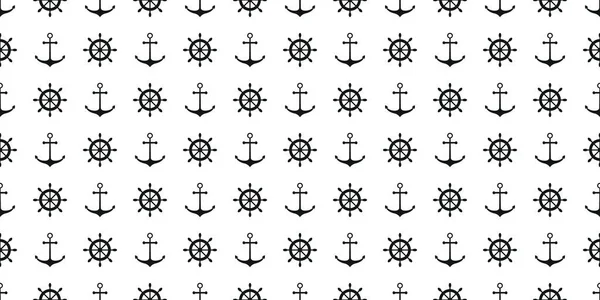 Nautiskt minimalistiskt sömlöst mönster med ankare och fartygshjul — Stock vektor