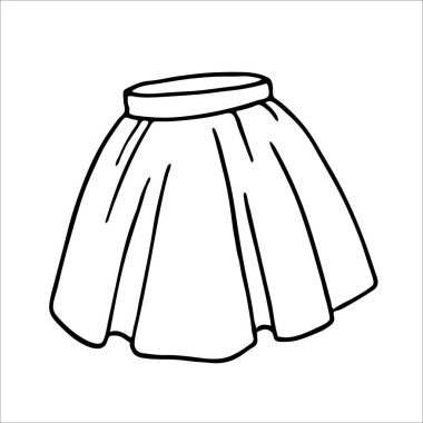 El çizimi kadınlar, beyaz arka planda izole edilmiş kalem çizgisi tarzında etek karalarlar. Vektör illüstrasyonu