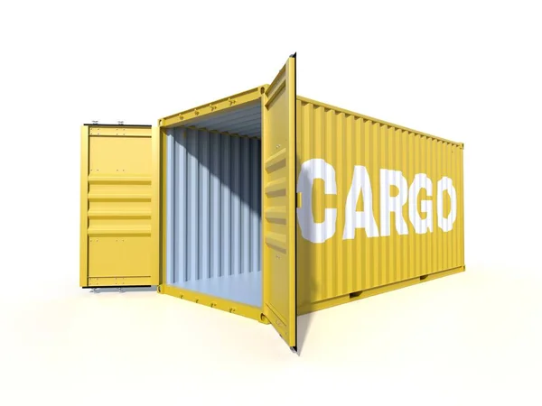 Leerer Schiffscontainer Mit Dem Wort Cargo Auf Der Seite Mit — Stockfoto