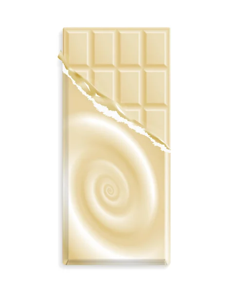 Barre Chocolat Blanc Dans Emballage Avec Tourbillon Chocolat Peut Être — Image vectorielle