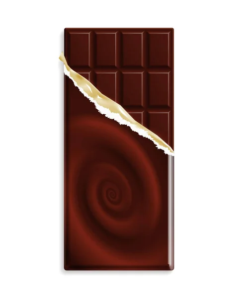 Barre Chocolat Noir Amer Envelopper Avec Tourbillon Chocolat Peut Être — Image vectorielle