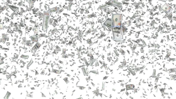 Falling Banknotes Isolated White Background Money Shower Winning Lottery Cashback — Stock Photo, Image