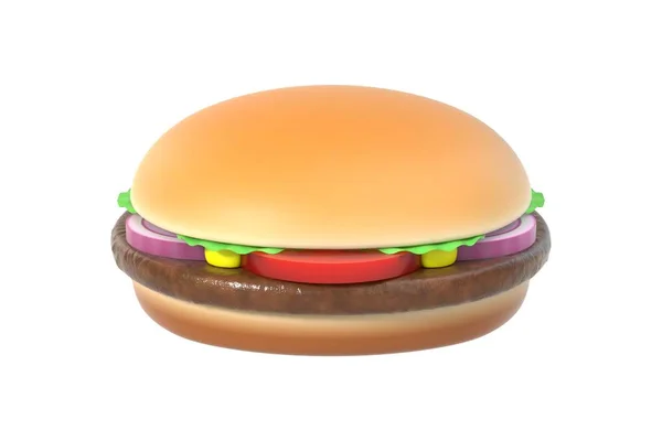 快餐汉堡包 白色隔离 美式汉堡包 餐厅广告 传单的平面设计元素 3D插图 — 图库照片