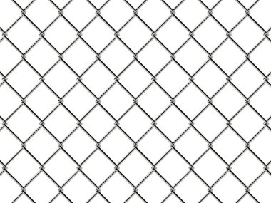 Zincirleme tel örgüler. Gerçekçi geometrik doku. Şirket kimliği, web siteleri ve katalog için grafik tasarım ögesi. Endüstriyel duvar kağıdı. Çelik tel duvar beyaza izole edilmiş. 3B illüstrasyon