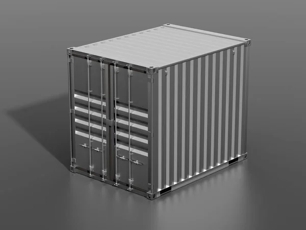 Schiffsladung Container Fuß Länge Dunkelgraue Metallische Frachtbox Mit Schattengrauem Hintergrund — Stockfoto