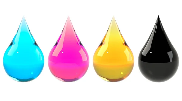 Cmyk Color Scheme Set Cyan Magenta Yellow Black Drops Set — Stock Photo, Image