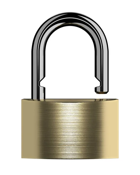 Open Lock Isolated White Background Illustration — Stock Photo, Image