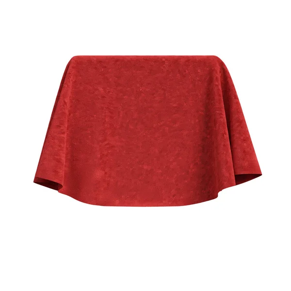 Boîte Recouverte Tissu Velours Rouge Isolé Sur Fond Blanc Surprise — Photo