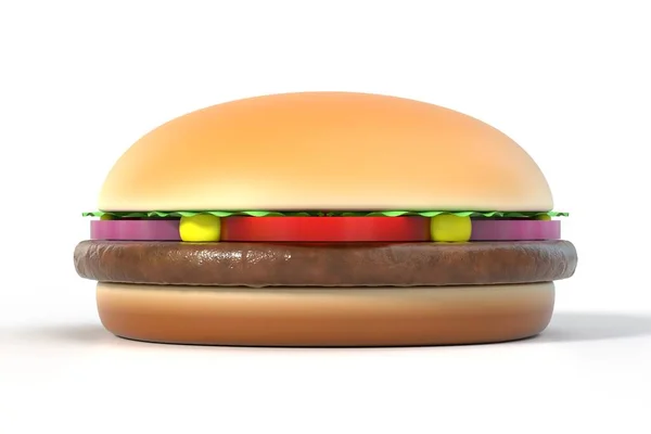 Hamburger Makanan Cepat Saji Diisolasi Dengan Warna Putih Dengan Bayangan — Stok Foto
