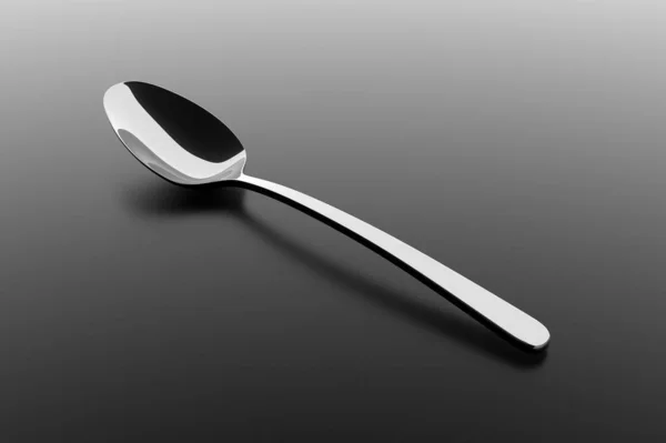 Silver Spoon Table Fine Cutlery Grey Background Single Fork Table — Stock Photo, Image