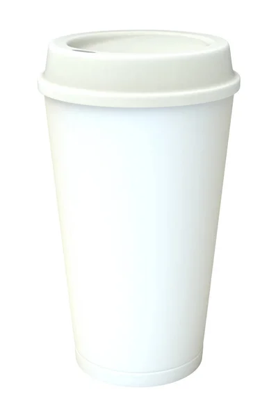 Copo de café takeaway branco em branco com tampa de silicone isolada no fundo branco — Fotografia de Stock