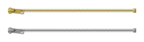 Satz geschlossener Reißverschlüsse isoliert auf weißem Hintergrund — Stockvektor
