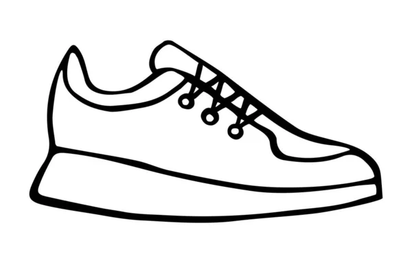 Doodle sneaker tangan digambar dalam gaya seni garis - Stok Vektor