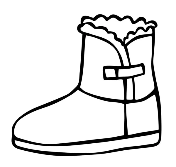 Doodle moda cowboy boot mano disegnata in linea stile arte — Vettoriale Stock