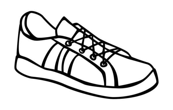Sneaker Doodle disegnata a mano in linea con lo stile artistico — Vettoriale Stock