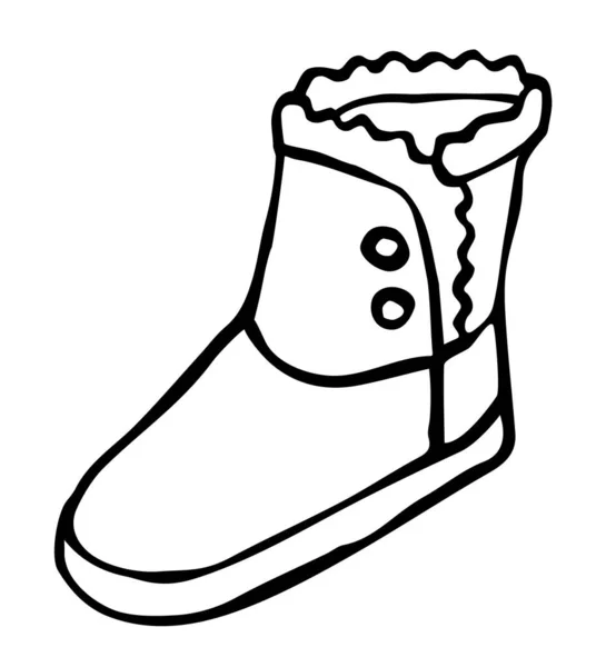 Bota vaquera de moda Doodle dibujada a mano en estilo de arte en línea — Archivo Imágenes Vectoriales