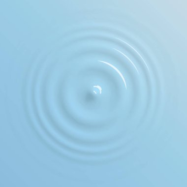 Su damlası ya da yağmur damlası su yüzeyinin arka planına düşer, yansıma ile sıçrayan yuvarlak dalgalanmalar yaratır. Üst Manzara. Vektör illüstrasyonu