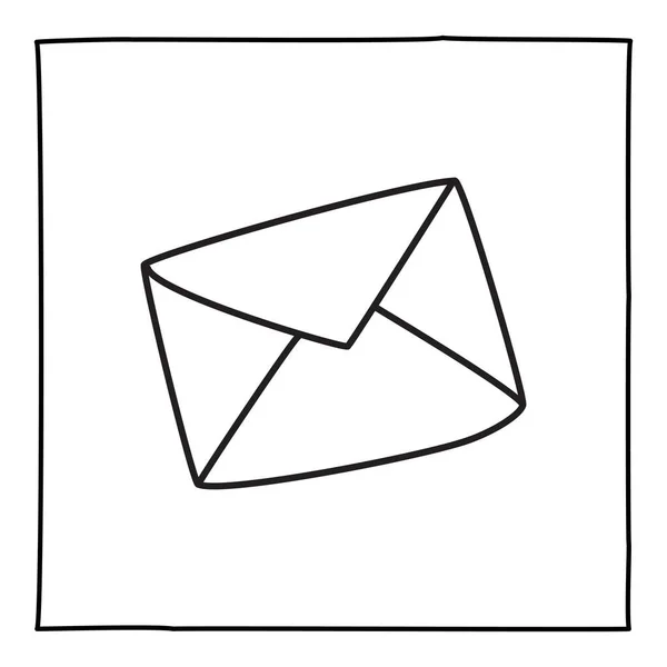 Doodle Lettre Icône Enveloppe Logo Dessiné Main Avec Une Fine — Image vectorielle