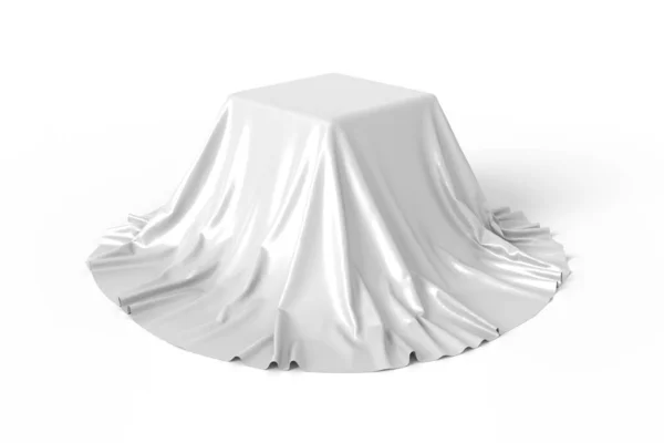 Box Covered White Fabric Isolated White Background Surprise Award Prize — Stock Photo, Image