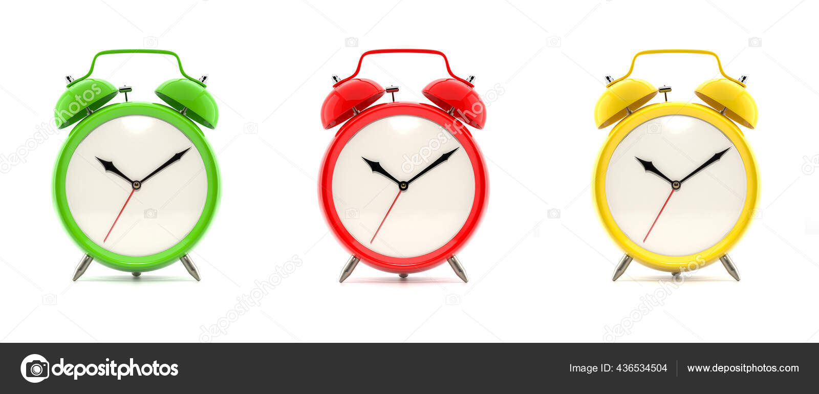 Set of three alarm clocks Stock Photo by ©paketesama 436534504