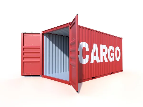 Nave container vista laterale con scatole di cartone — Foto Stock