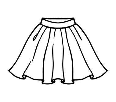 El çizimi kadınlar, beyaz arka planda izole edilmiş kalem çizgisi tarzında etek karalarlar. Vektör illüstrasyonu