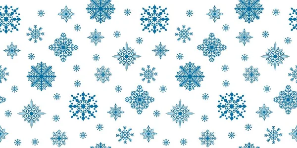 Patrón Sin Costuras Navidad Con Copos Nieve Dispersos Ilustración Vectorial — Archivo Imágenes Vectoriales