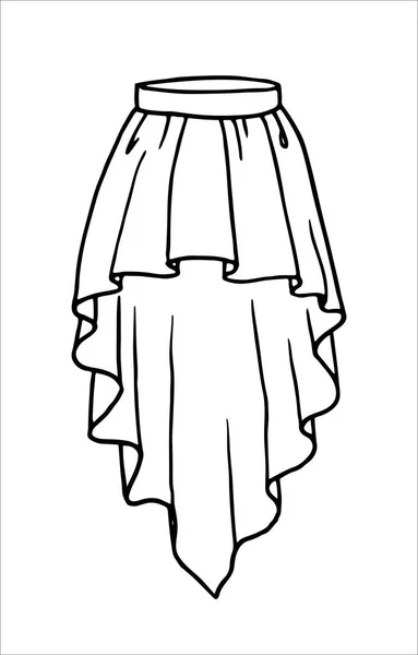 Χειροποίητο γυναικείο σκίτσο φούστα απομονωμένο σε λευκό φόντο — Διανυσματικό Αρχείο