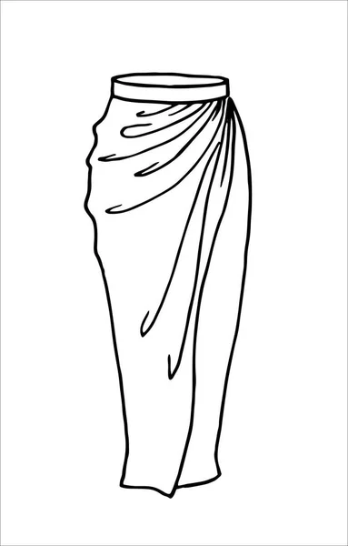 Рука намальована жіноча спідниця каракулі ізольована на білому тлі — стоковий вектор
