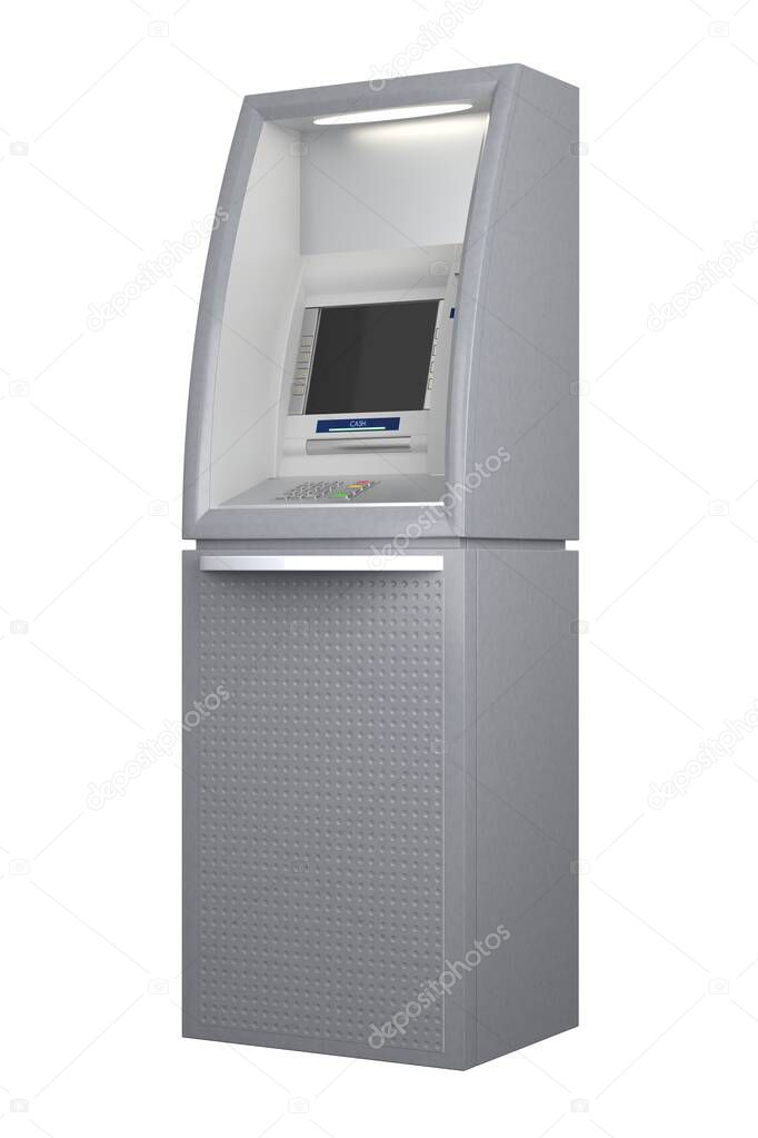 Atm machine isolated on white 3D illustration