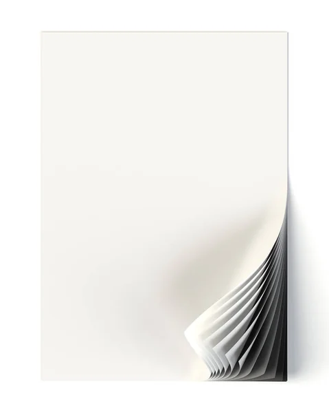White Document Mock Monochrome Curled Corner Graphic Design Element Business — Stock Photo, Image